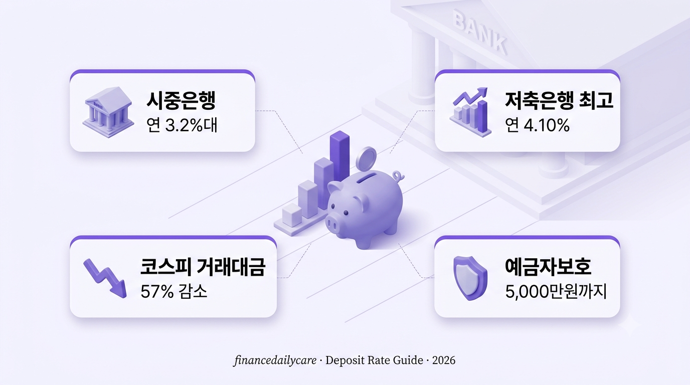 정기예금 금리 비교표와 저금통을 표현한 3D 아이소메트릭 일러스트